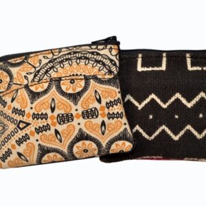 Coin Purse Mudcloth with Shweshwe fabric-Natural