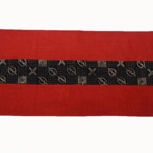 Black Mudcloth Table Runner with Red Linen