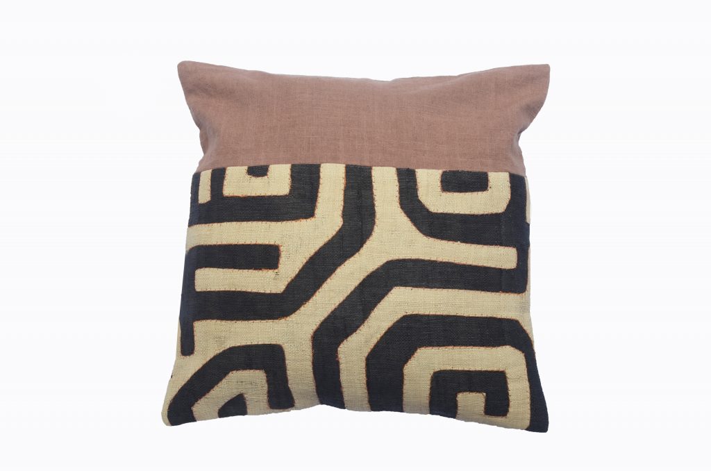 Three Quarter Kuba Cloth with Brown Dyed Linen