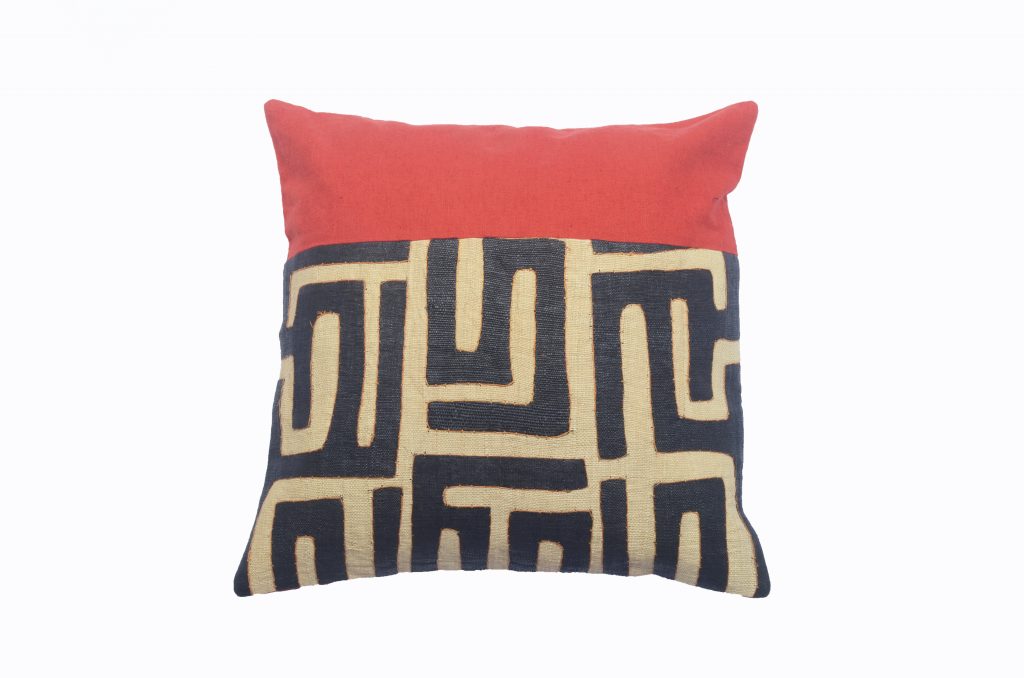 Three Quarter Kuba Cloth with Red Dyed Linen