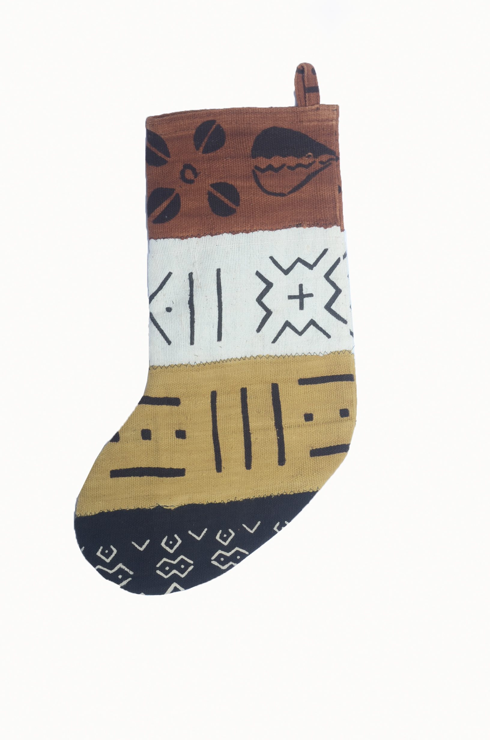 Mudcloth Christmas Stocking - Stripe Double Sided Mudcloth