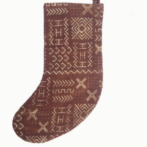 Mudcloth Christmas Stocking - Brown Double Sided Mudcloth