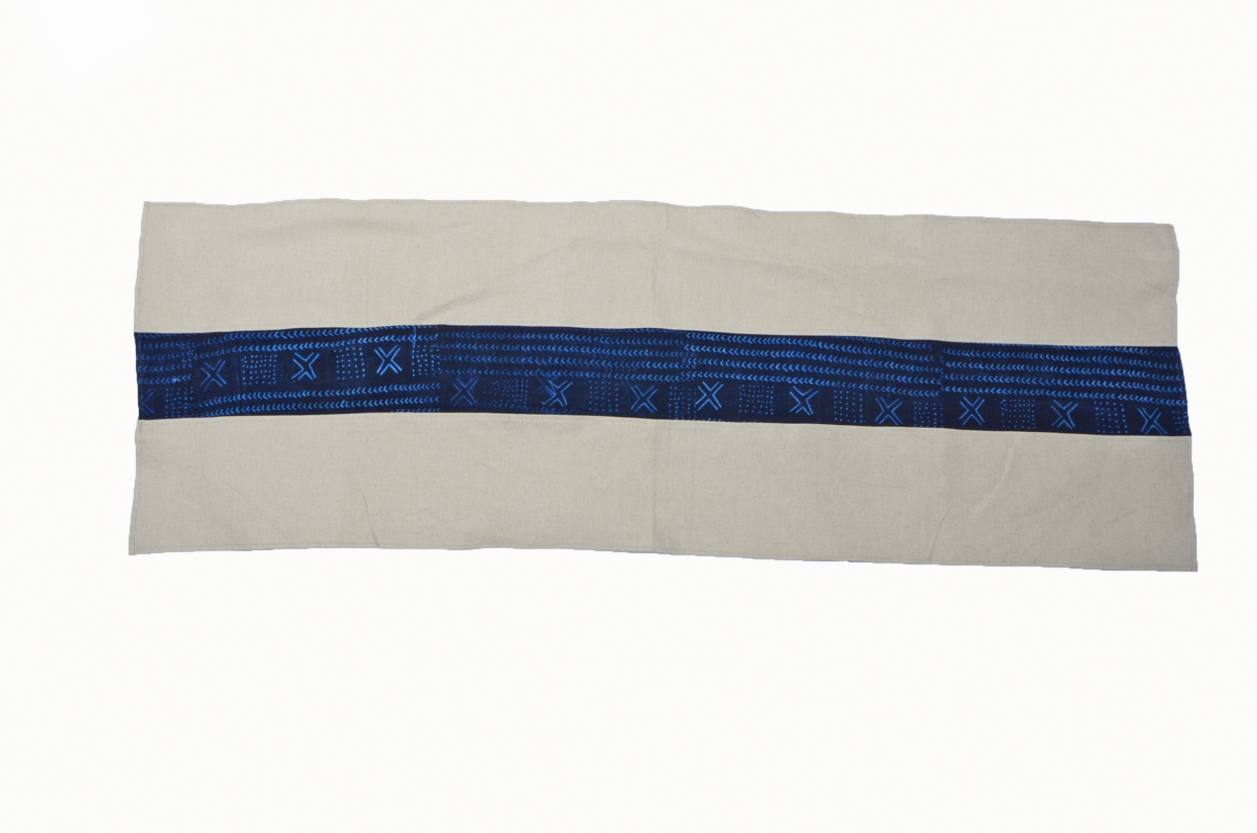 Indigo Table Runner with Natural Linen