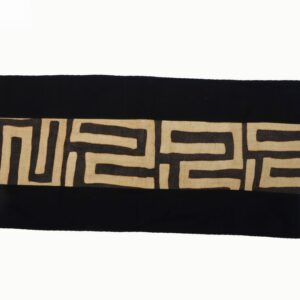 Kuba Cloth Table Runner with Black Linen