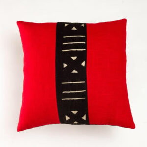 Linen Mudcloth Stripe Range Black With Red