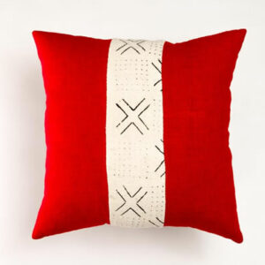 Linen Mudcloth Stripe Range White With Red