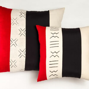 Contemporary Stripe Range Mudcloth White and Red